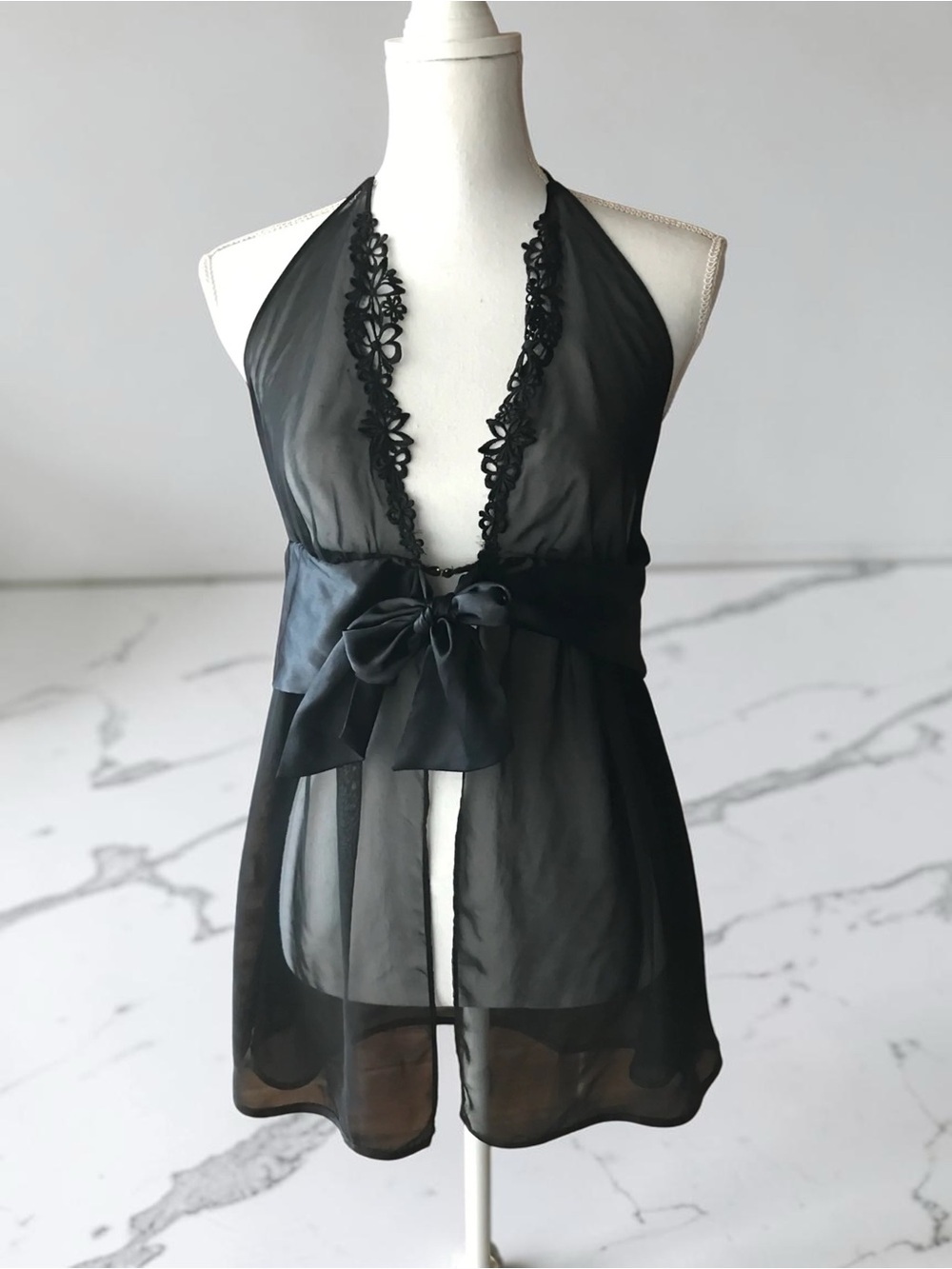 Victoria’s Secret Very Sexy Y2K Black Halter Babydoll Small